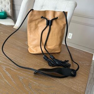 Free People Yellow Bucket Bag with Black Strap